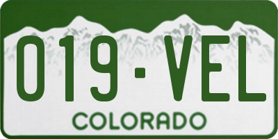 CO license plate 019VEL