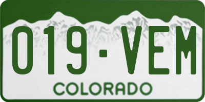 CO license plate 019VEM