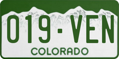 CO license plate 019VEN