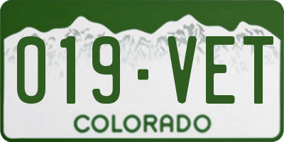 CO license plate 019VET