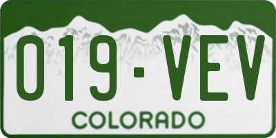 CO license plate 019VEV
