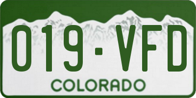 CO license plate 019VFD