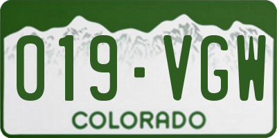CO license plate 019VGW