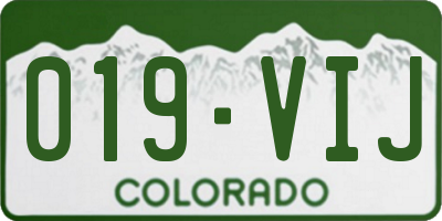 CO license plate 019VIJ