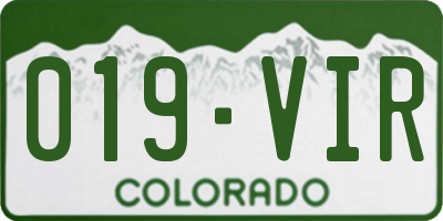 CO license plate 019VIR