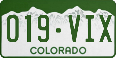 CO license plate 019VIX