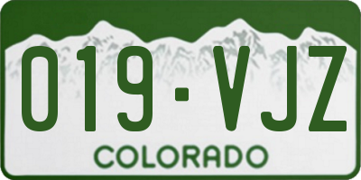 CO license plate 019VJZ