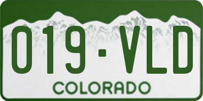 CO license plate 019VLD