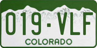 CO license plate 019VLF