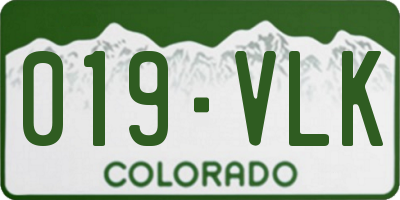CO license plate 019VLK