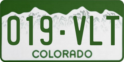 CO license plate 019VLT