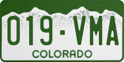 CO license plate 019VMA