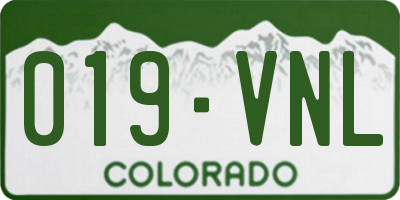 CO license plate 019VNL