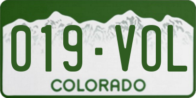 CO license plate 019VOL