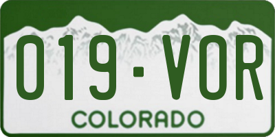 CO license plate 019VOR