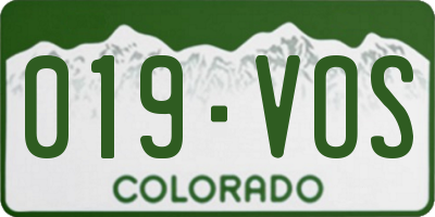 CO license plate 019VOS