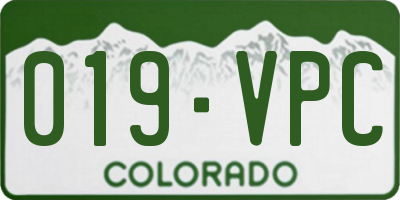 CO license plate 019VPC