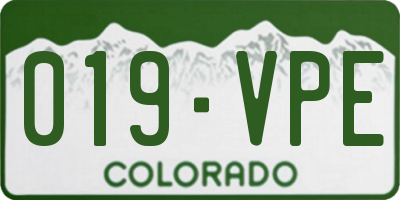 CO license plate 019VPE