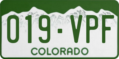 CO license plate 019VPF