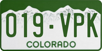 CO license plate 019VPK