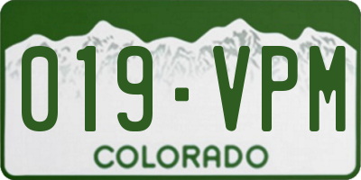 CO license plate 019VPM