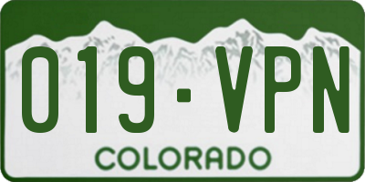 CO license plate 019VPN