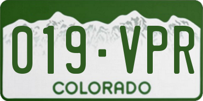 CO license plate 019VPR