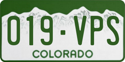CO license plate 019VPS