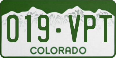 CO license plate 019VPT