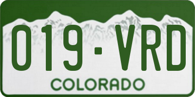 CO license plate 019VRD