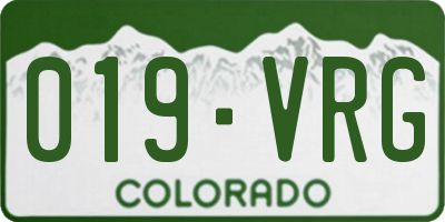 CO license plate 019VRG