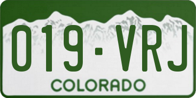 CO license plate 019VRJ