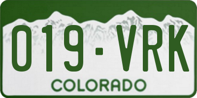 CO license plate 019VRK