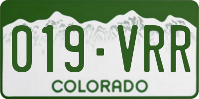 CO license plate 019VRR