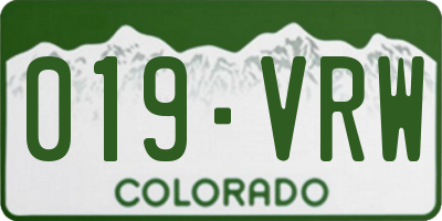 CO license plate 019VRW