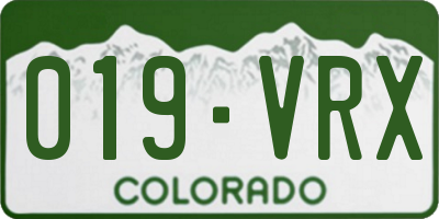 CO license plate 019VRX