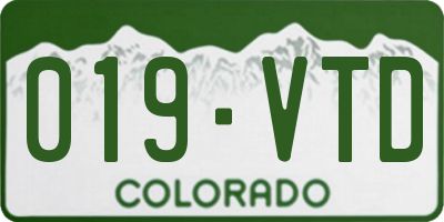 CO license plate 019VTD