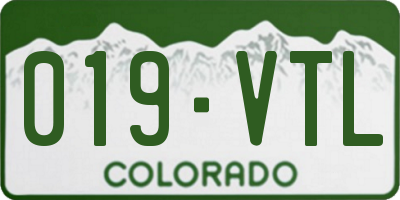 CO license plate 019VTL