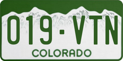 CO license plate 019VTN
