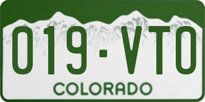 CO license plate 019VTO