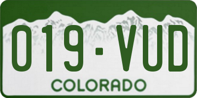 CO license plate 019VUD