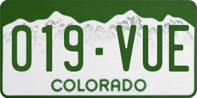 CO license plate 019VUE