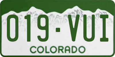 CO license plate 019VUI