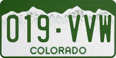 CO license plate 019VVW