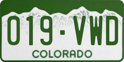 CO license plate 019VWD