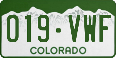 CO license plate 019VWF