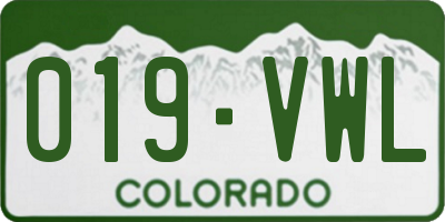 CO license plate 019VWL