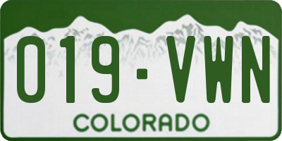 CO license plate 019VWN