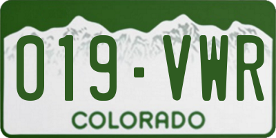 CO license plate 019VWR