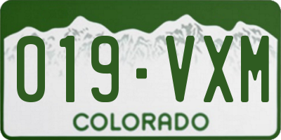 CO license plate 019VXM